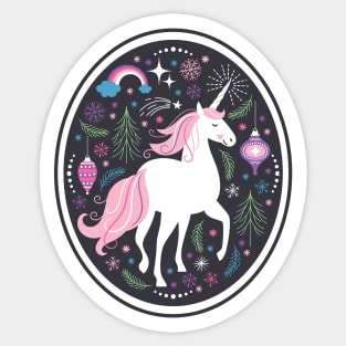 Happy Holiday Unicorn Sticker